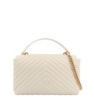 PINKO CLASSIC LADY LOVE BAG bolsa de chevrón blanco seda-oro antiguo - Bolsos Mujer - 3