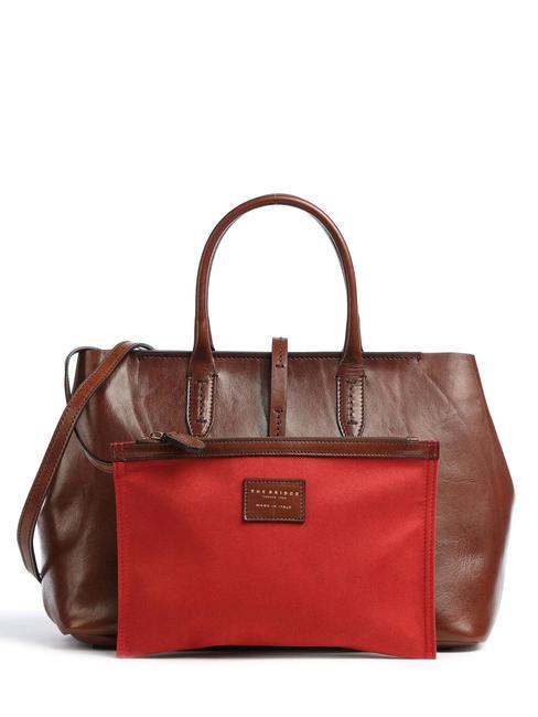 DALSTON Bolso de mano, con bandolera, en piel. BROWN - Bolsos Mujer