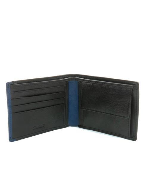 STRIPE Cartera de piel con monedero negro/azul marino - Carteras Hombre