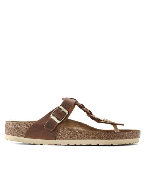 GIZEH Chanclas de piel co&ntilde;ac - Zapatos unisex