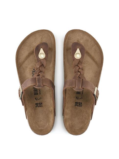 GIZEH Chanclas de piel co&ntilde;ac - Zapatos unisex