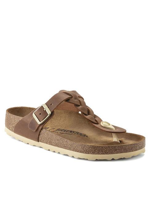 GIZEH Chanclas de piel co&ntilde;ac - Zapatos unisex