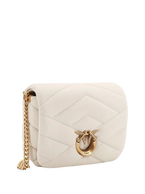 LOVE CLICK PUFF Bolso mini de piel acolchado blanco seda-oro antiguo - Bolsos Mujer