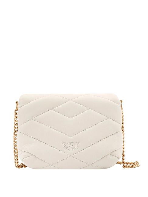 LOVE CLICK PUFF Bolso mini de piel acolchado blanco seda-oro antiguo - Bolsos Mujer