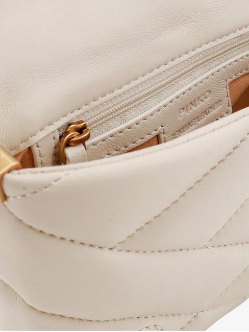 LOVE CLICK PUFF Bolso mini de piel acolchado blanco seda-oro antiguo - Bolsos Mujer