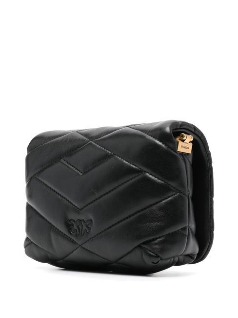 LOVE CLICK PUFF Bolso mini de piel acolchado negro-oro antiguo - Bolsos Mujer