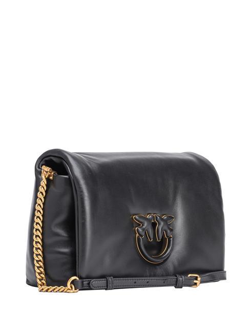 LOVE CLICK PUFF CLASSIC Bolso bandolera de piel color del bloque de limusina negra - Bolsos Mujer