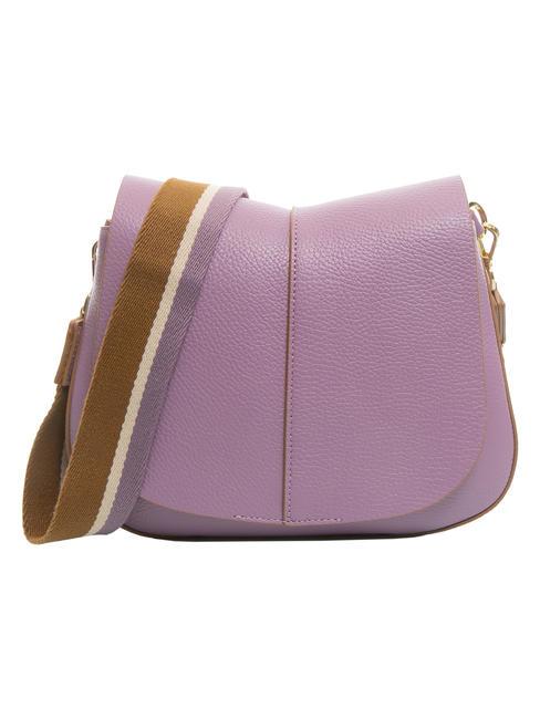 HELENA ROUND Bolso de piel con doble bandolera. argyle p&uacute;rpura - Bolsos Mujer