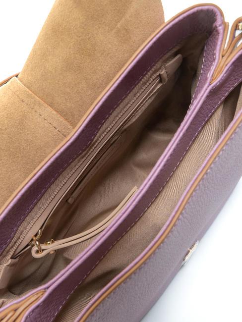 HELENA ROUND Bolso de piel con doble bandolera. argyle p&uacute;rpura - Bolsos Mujer