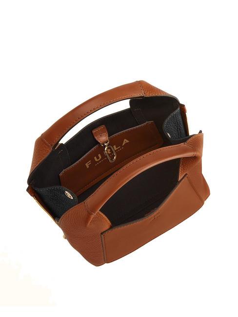 GILDA Mini bolsos de piel con bandolera coñac / negro - Bolsos Mujer