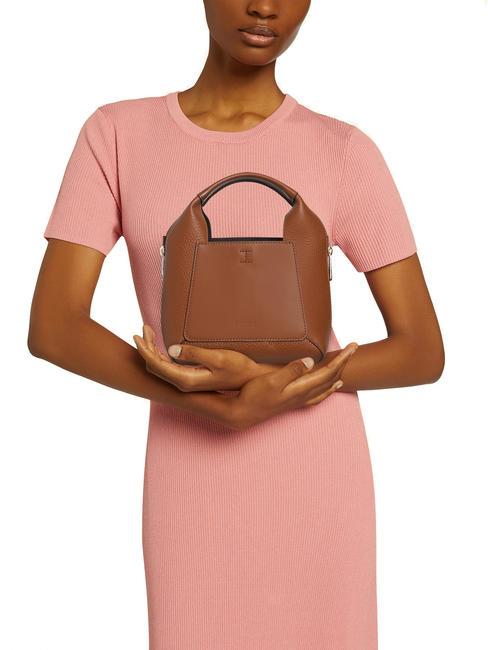 GILDA Mini bolsos de piel con bandolera coñac / negro - Bolsos Mujer