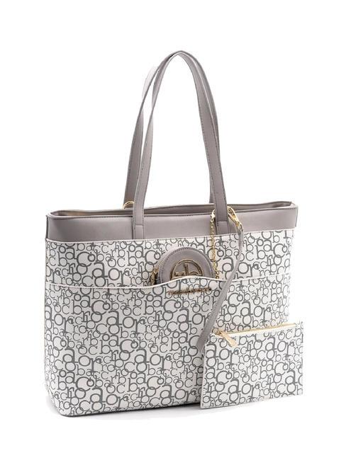 GIADA Bolso shopping con bandolera gris blanco - Bolsos Mujer