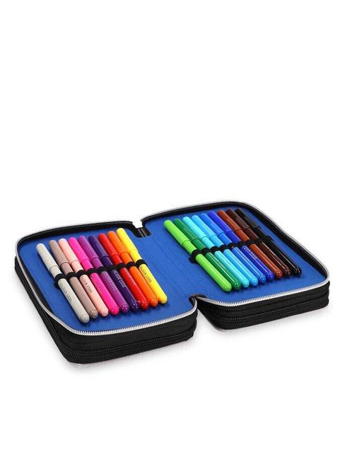 1907 Estuche escolar 3 cremalleras con kit escolar negro - Estuches y Accesorios