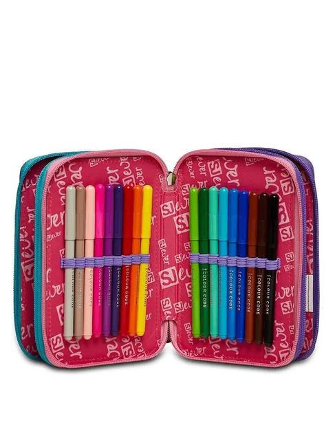 EVER RAYLY GIRL Estuche escolar 3 cremalleras con kit escolar rosa de verano - Estuches y Accesorios