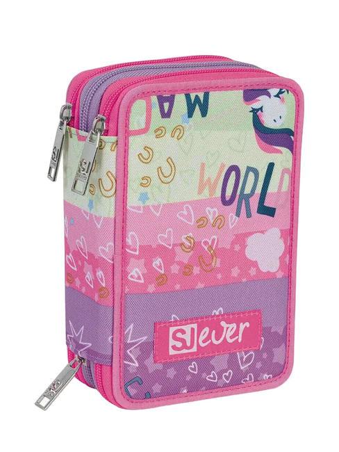 EVER RAYLY GIRL Estuche escolar 3 cremalleras con kit escolar rosa de verano - Estuches y Accesorios