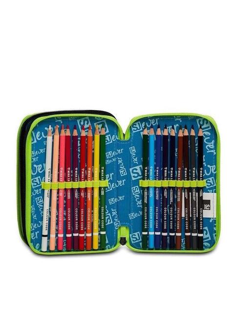 EVER URBY BOY Estuche escolar 3 cremalleras con kit escolar negro - Estuches y Accesorios