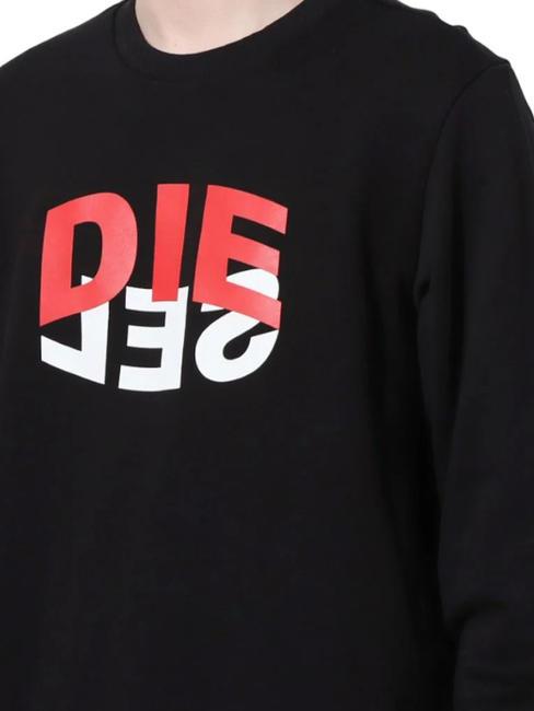 S-GIRK Sudadera de algodón con cuello redondo negro - Sudaderas