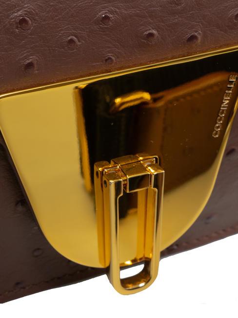 NICO OSTRICH Minibolso de piel estampado algarroba - Bolsos Mujer