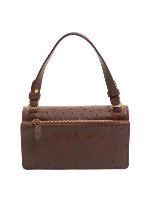 NICO OSTRICH Minibolso de piel estampado algarroba - Bolsos Mujer