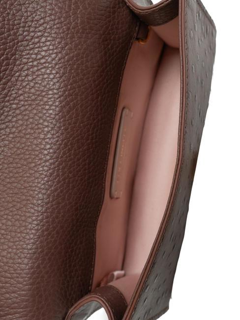 NICO OSTRICH Minibolso de piel estampado algarroba - Bolsos Mujer