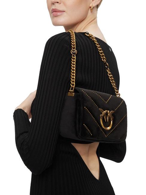 LOVE CLICK Bolso mini de terciopelo con tachuelas negro-oro antiguo - Bolsos Mujer