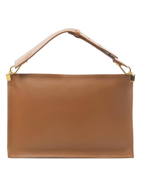 SNIP Bolso bandolera de piel martillada cuero/negro - Bolsos Mujer