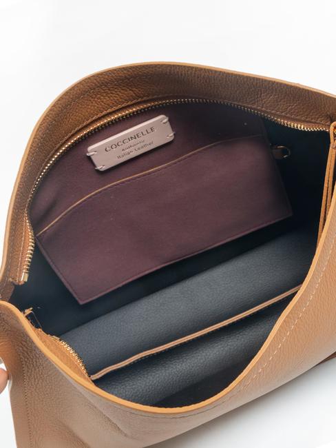 SNIP Bolso bandolera de piel martillada cuero/negro - Bolsos Mujer