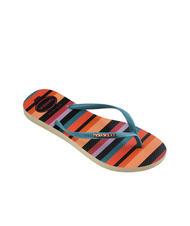 HAVAIANAS SLIM PATCHWORK Chancletas beige paja/azul - Zapatos Mujer - 3