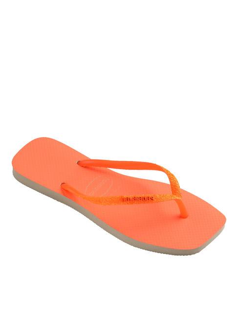 SQUARE GLITTER NEON Chancletas beis / naranja - Zapatos Mujer
