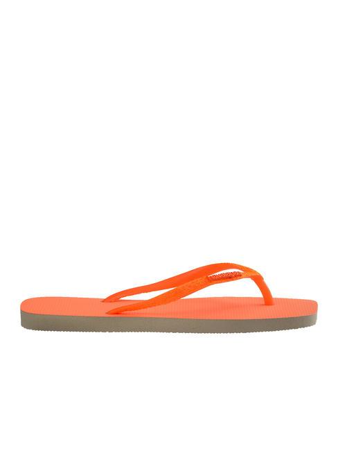 SQUARE GLITTER NEON Chancletas beis / naranja - Zapatos Mujer