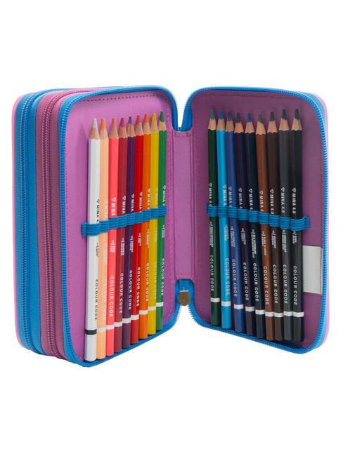 DREAMS&FLOWERS Estuche escolar 3 cremalleras con kit escolar negro - Estuches y Accesorios