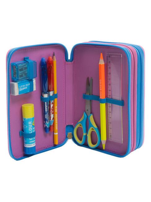 DREAMS&FLOWERS Estuche escolar 3 cremalleras con kit escolar negro - Estuches y Accesorios