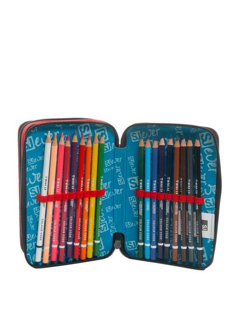 EVER Estuche escolar 3 cremalleras con kit escolar ROJO - Estuches y Accesorios