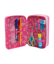 SJGANG EVER Estuche escolar 3 cremalleras con kit escolar RODAMINA ROJA - Estuches y Accesorios - 2