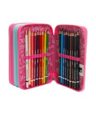 SJGANG EVER Estuche escolar 3 cremalleras con kit escolar RODAMINA ROJA - Estuches y Accesorios - 3