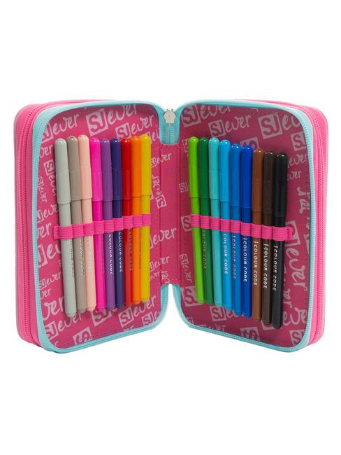 EVER Estuche escolar 3 cremalleras con kit escolar RODAMINA ROJA - Estuches y Accesorios