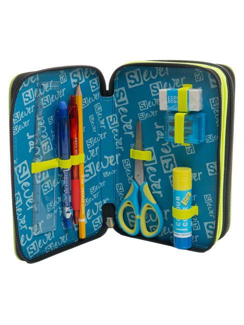 EVER Estuche escolar 3 cremalleras con kit escolar Bluedeep - Estuches y Accesorios