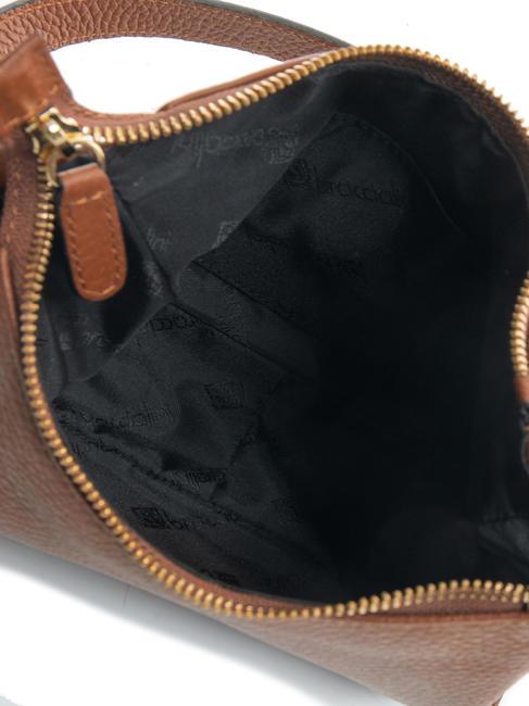 SANDRA Bolso bandolera de piel con flecos marrón - Bolsos Mujer