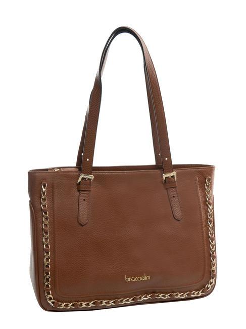 NORA Bolso shopping de piel marr&oacute;n - Bolsos Mujer