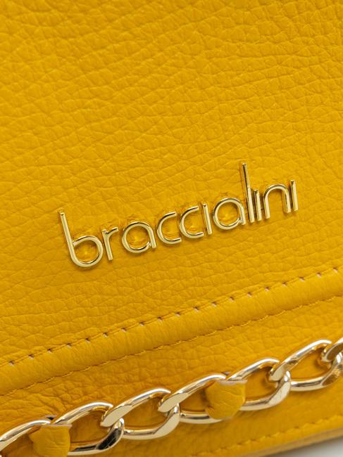 NORA Bolso bandolera de piel con solapa amarillo - Bolsos Mujer