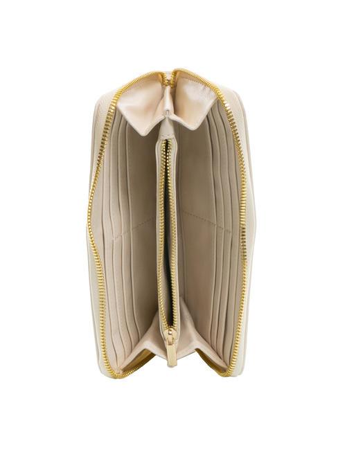 FONT Cartera grande con cremallera alrededor beige - Carteras Mujer