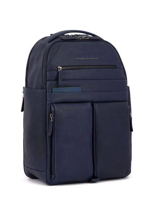 PAAVO Mochila para portátil de 15,6", en piel azul - Mochilas para portátil