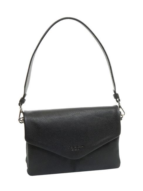 MAGNOLIA Bolso bandolera de piel con solapa negro - Bolsos Mujer