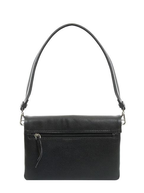 MAGNOLIA Bolso bandolera de piel con solapa negro - Bolsos Mujer