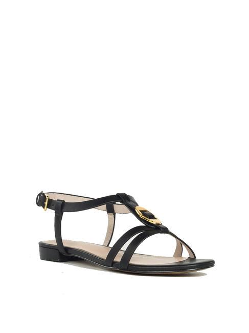 CHARA SMOOTH Sandalias planas de piel negro - Zapatos Mujer