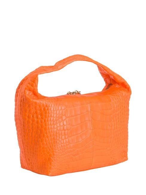 GINGER Bolso pequeño en piel de coco. naranja fluorescente - Bolsos Mujer