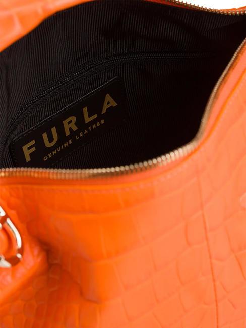 GINGER Bolso pequeño en piel de coco. naranja fluorescente - Bolsos Mujer