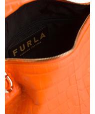 FURLA GINGER Bolso pequeño en piel de coco. naranja fluorescente - Bolsos Mujer - 3