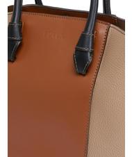 FURLA MIASTELLA Bolso tote de piel con bandolera gris+coñac h+negro - Bolsos Mujer - 4