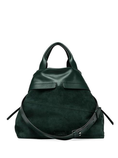 DUNA Bolso de piel con bandolera de color verde oscuro - Bolsos Mujer